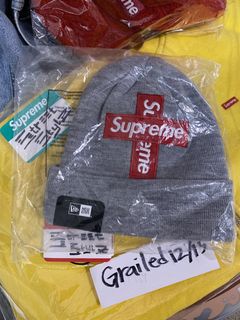 Supreme New Era Cross Box Logo Beanie Heather Grey FW20