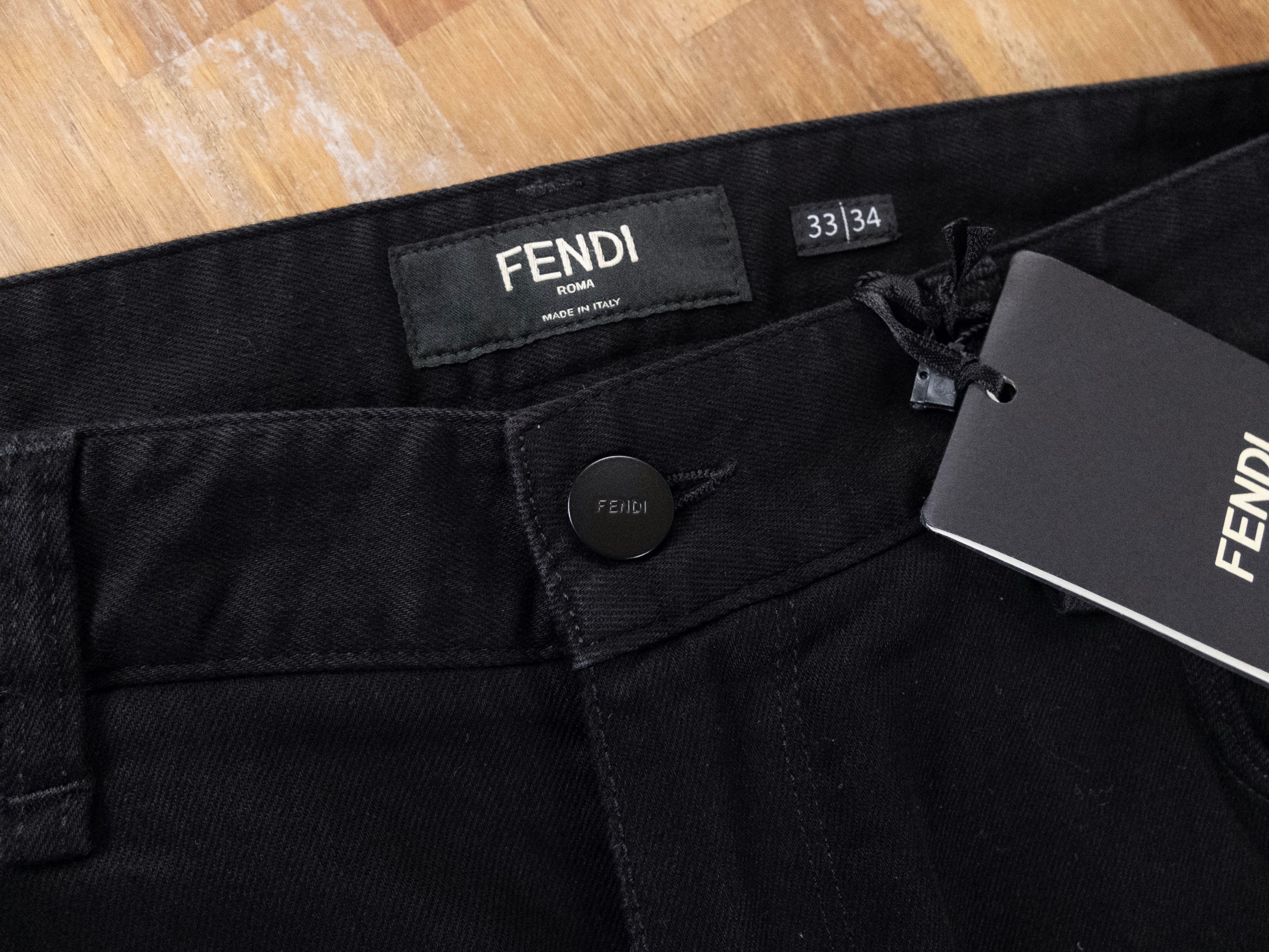 Fendi FENDI black I See You eye embroidered slim jeans 33 - NWT Size US 33 - 3 Thumbnail