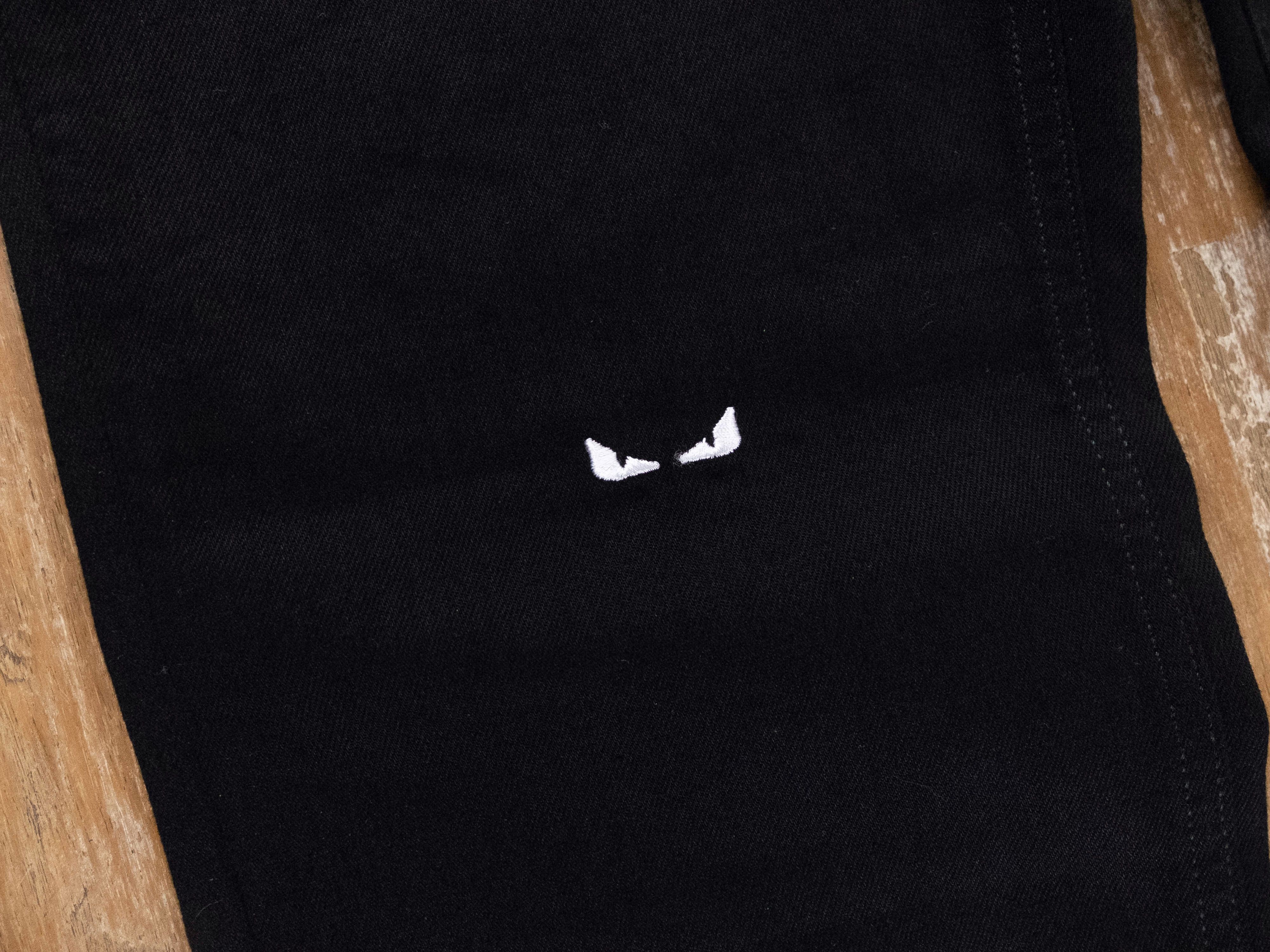 Fendi FENDI black I See You eye embroidered slim jeans 33 - NWT Size US 33 - 2 Thumbnail