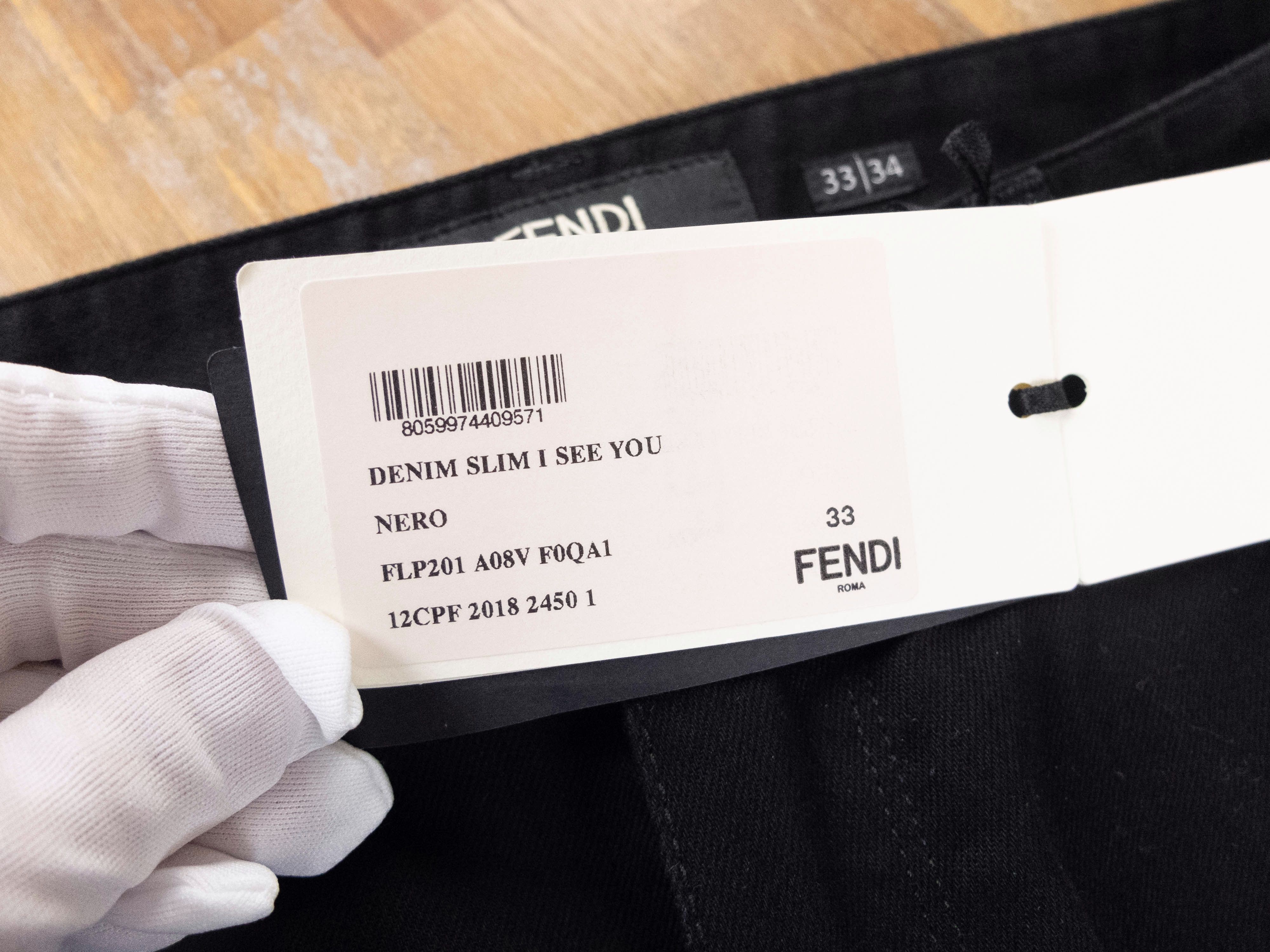 Fendi FENDI black I See You eye embroidered slim jeans 33 - NWT Size US 33 - 5 Thumbnail