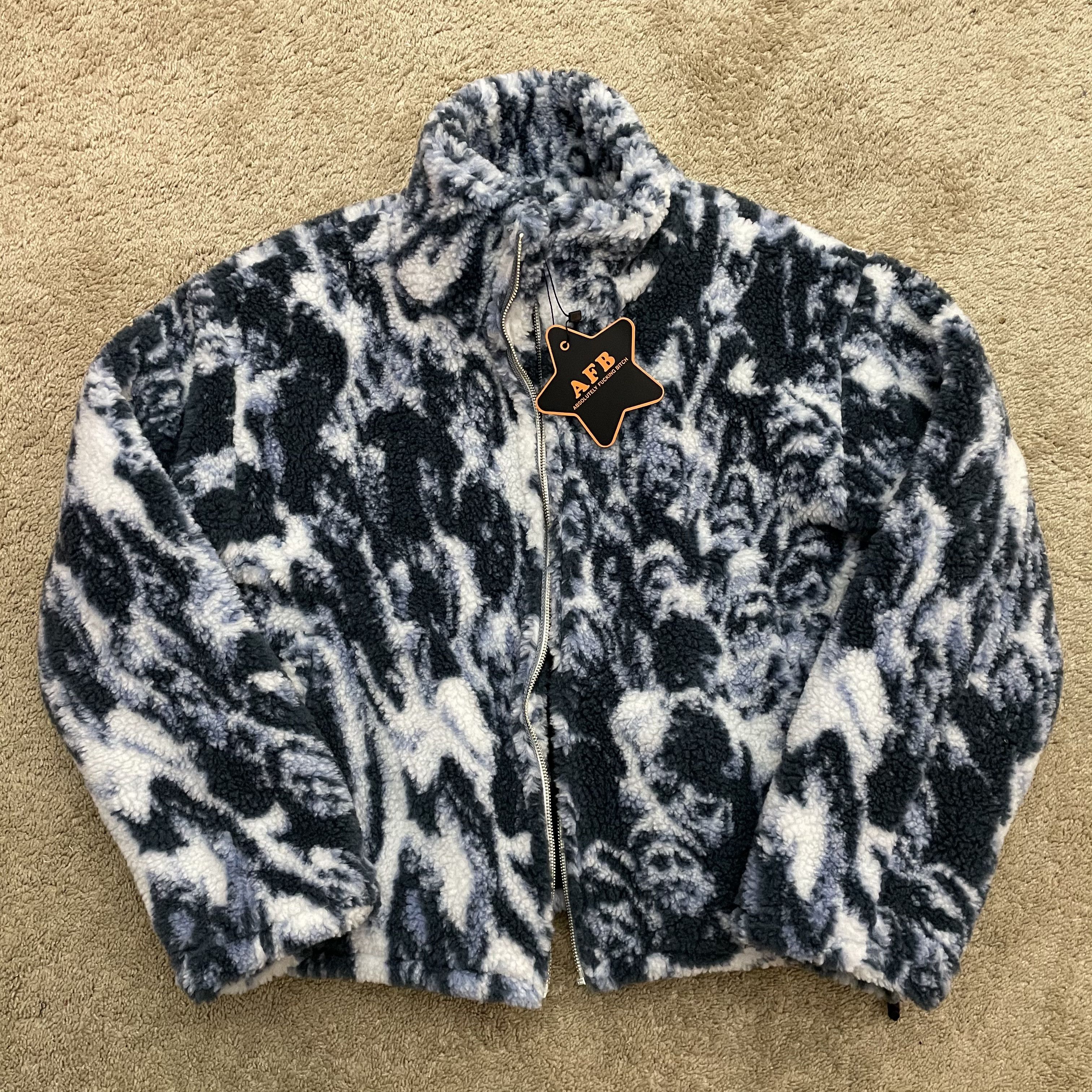 Japanese Brand Absolutely Fucking Bitch 1969 Print Boa Fleece