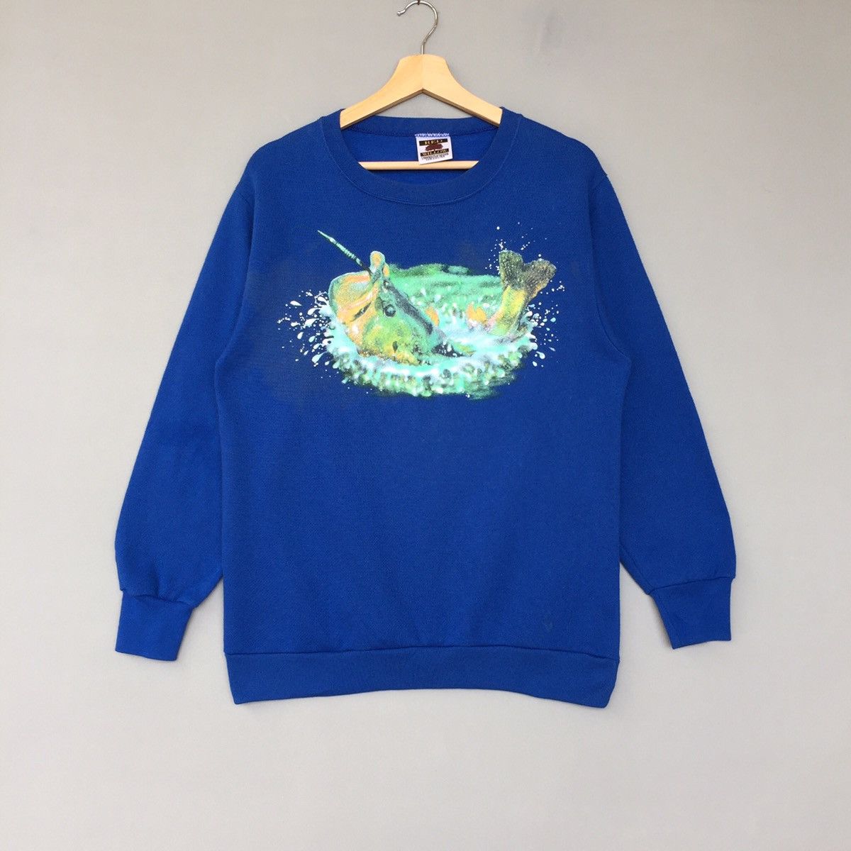 Vintage Fishing Graphic Fish Pullover Jumper Sweatshirt 