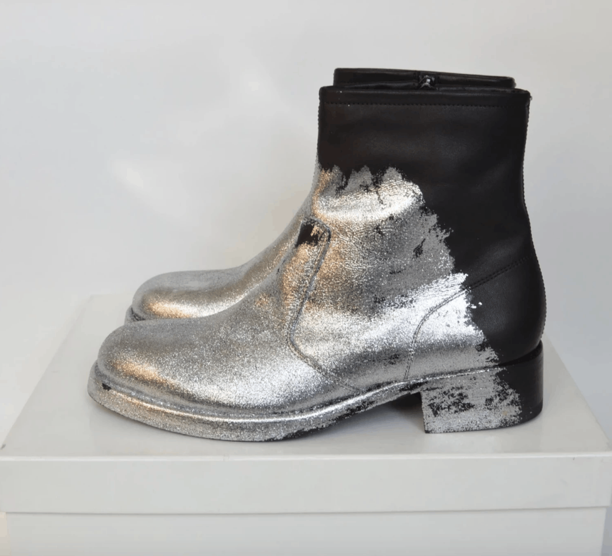Maison Margiela A/W 17 Painted Biker Boots RARE Size US 10 / EU 43 - 9 Thumbnail