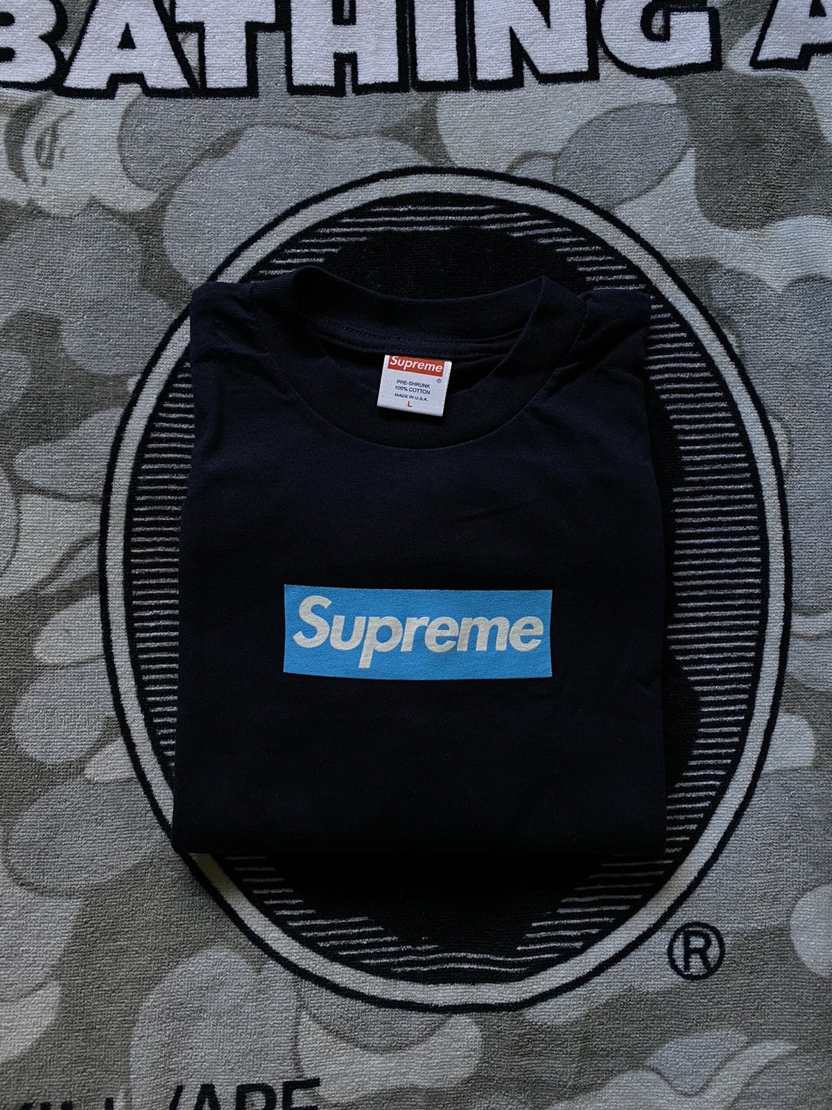 Navy blue box logo best sale