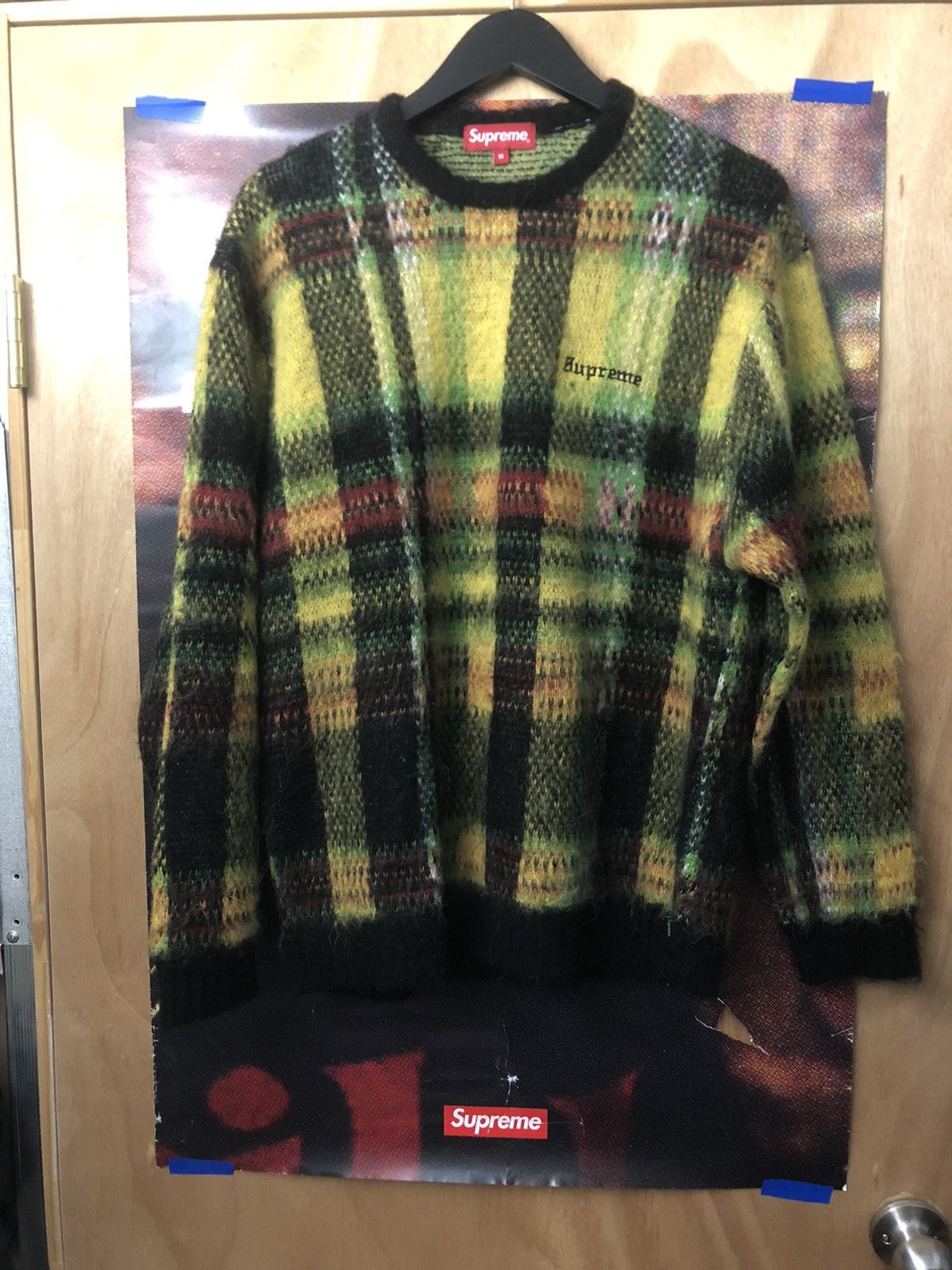 黒 L Supreme Brushed Plaid Sweater セーター