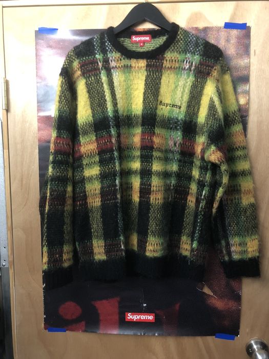 Supreme Supreme Brushed Plaid Sweater FW20 Medium Black Mohair