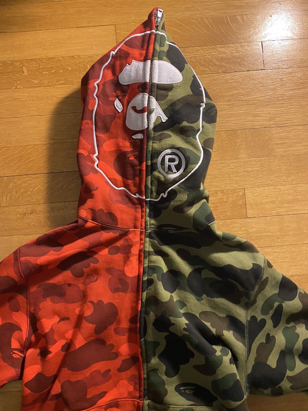 Bape Bape full zip hoodie red green Grailed