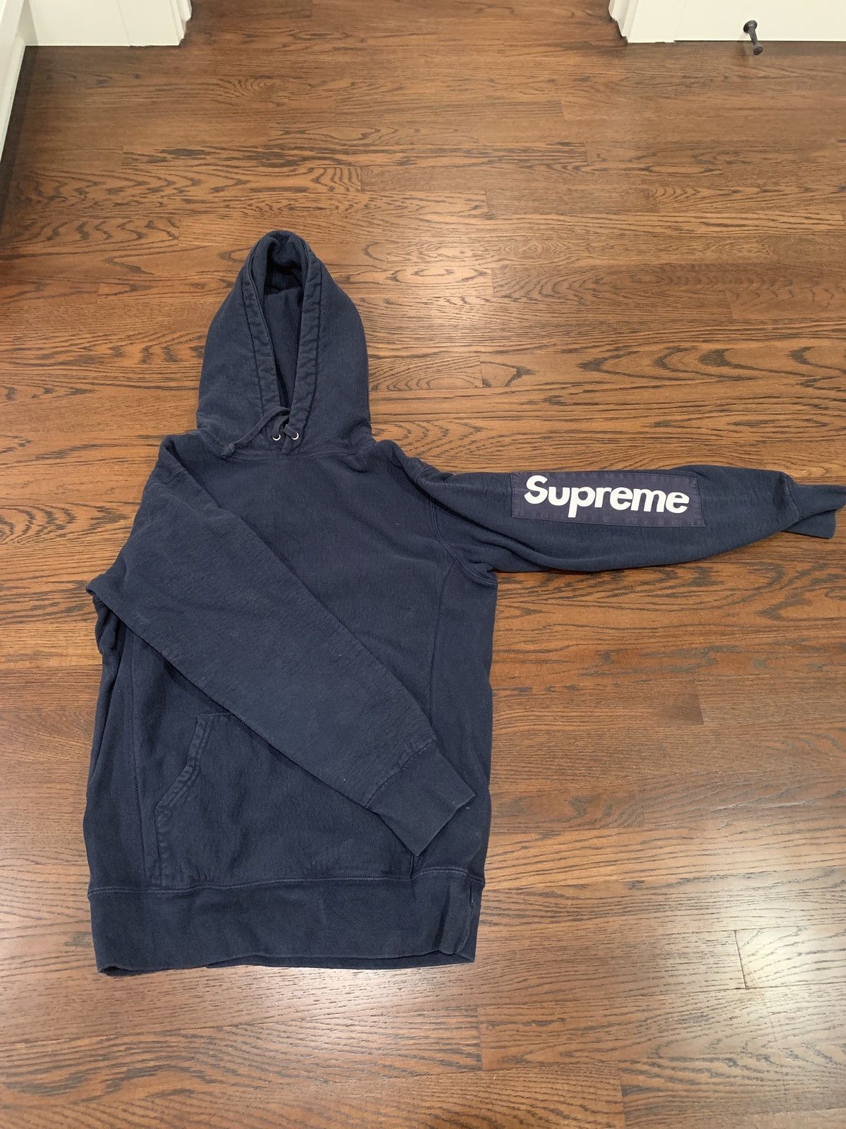 Supreme Sleeve Patch Hooded Sweatshirt Navy 