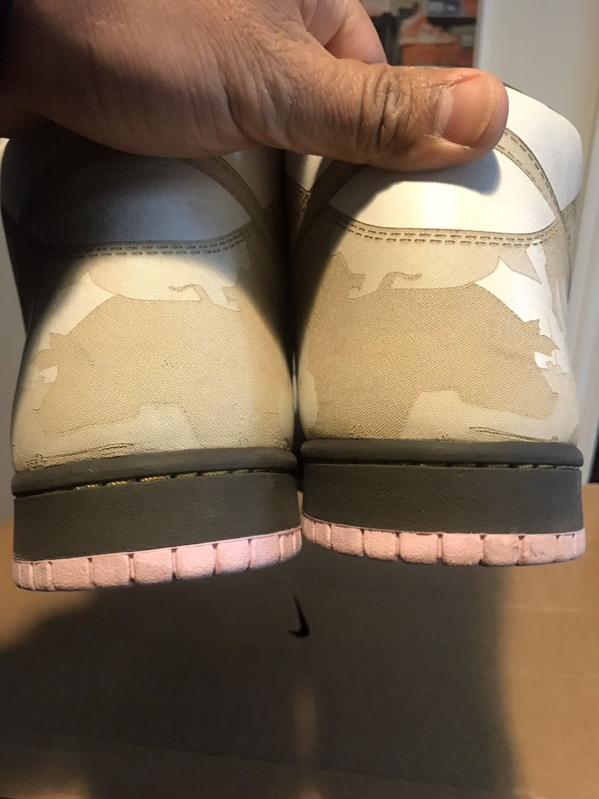 Nike Dunk Hi 1 Piece White | Khaki-Pink Ice 2005 Size 10.5 laser Size US 10.5 / EU 43-44 - 9 Thumbnail