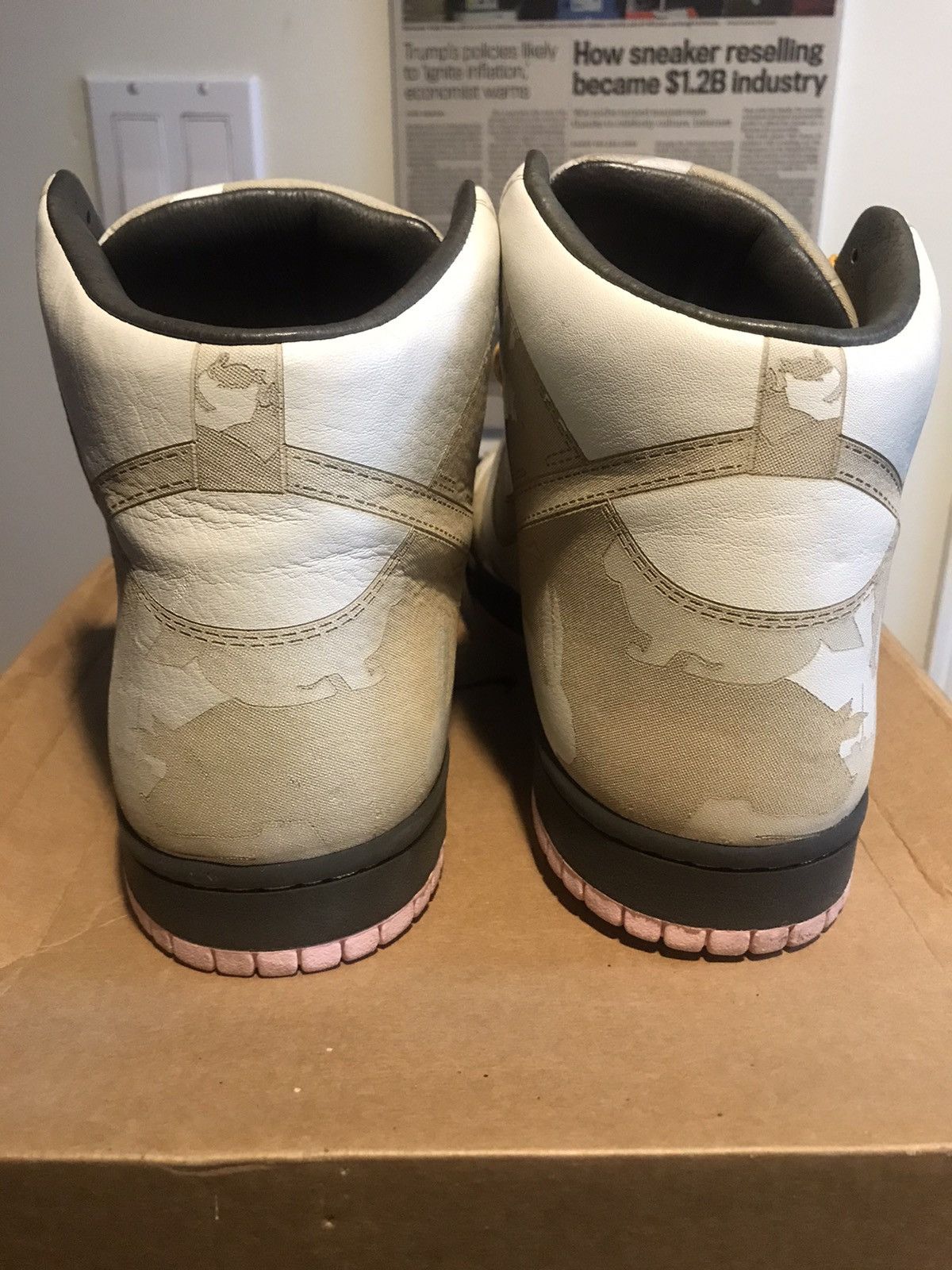 Nike Dunk Hi 1 Piece White | Khaki-Pink Ice 2005 Size 10.5 laser Size US 10.5 / EU 43-44 - 5 Thumbnail