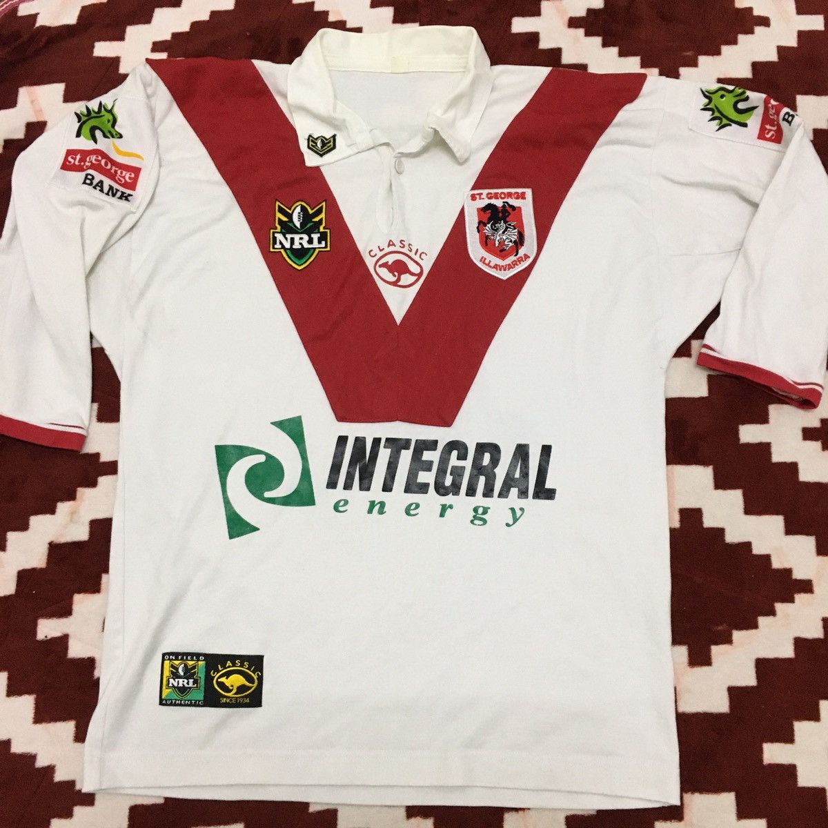 Maillot Vintage Rugby ST GEORGE ILLAWARRA DRAGONS – Classic, Blanc, Taille 44