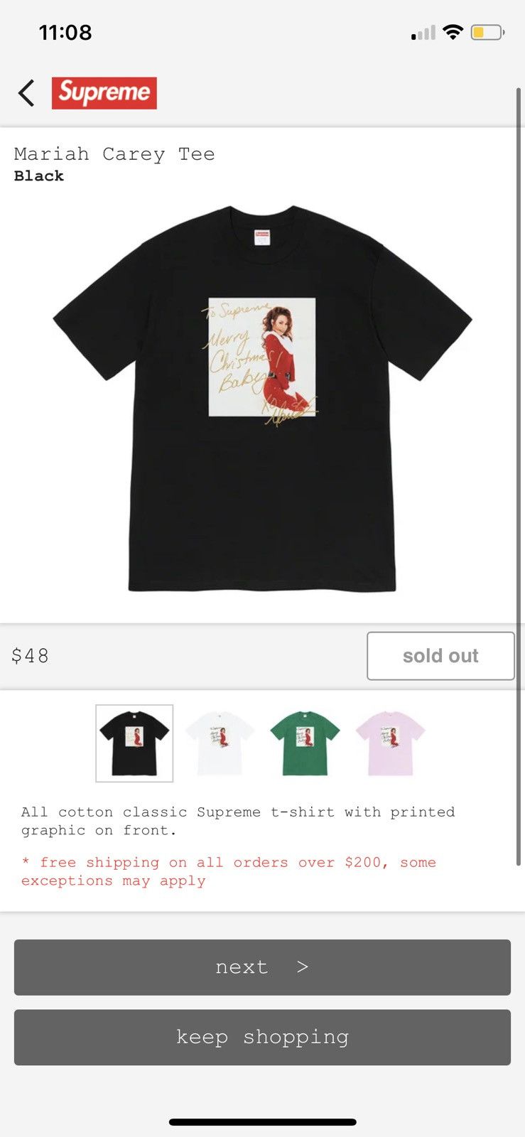 Supreme Supreme Mariah Carey Tee Black SzM | Grailed