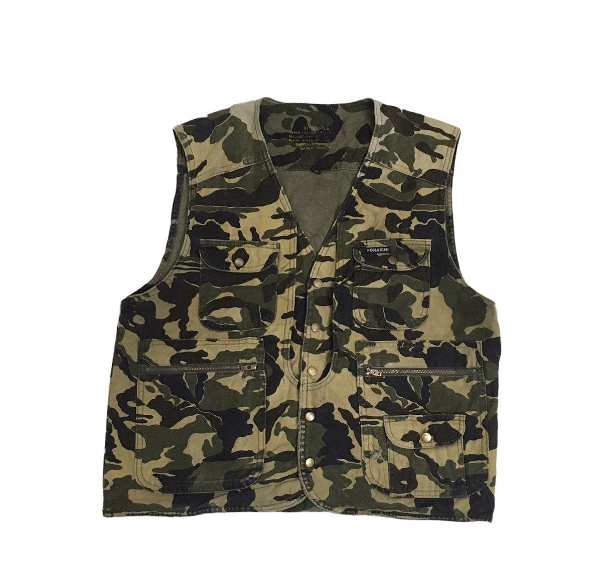 Vintage Japanese Toraichi Camo Multipocket Vest Jacket