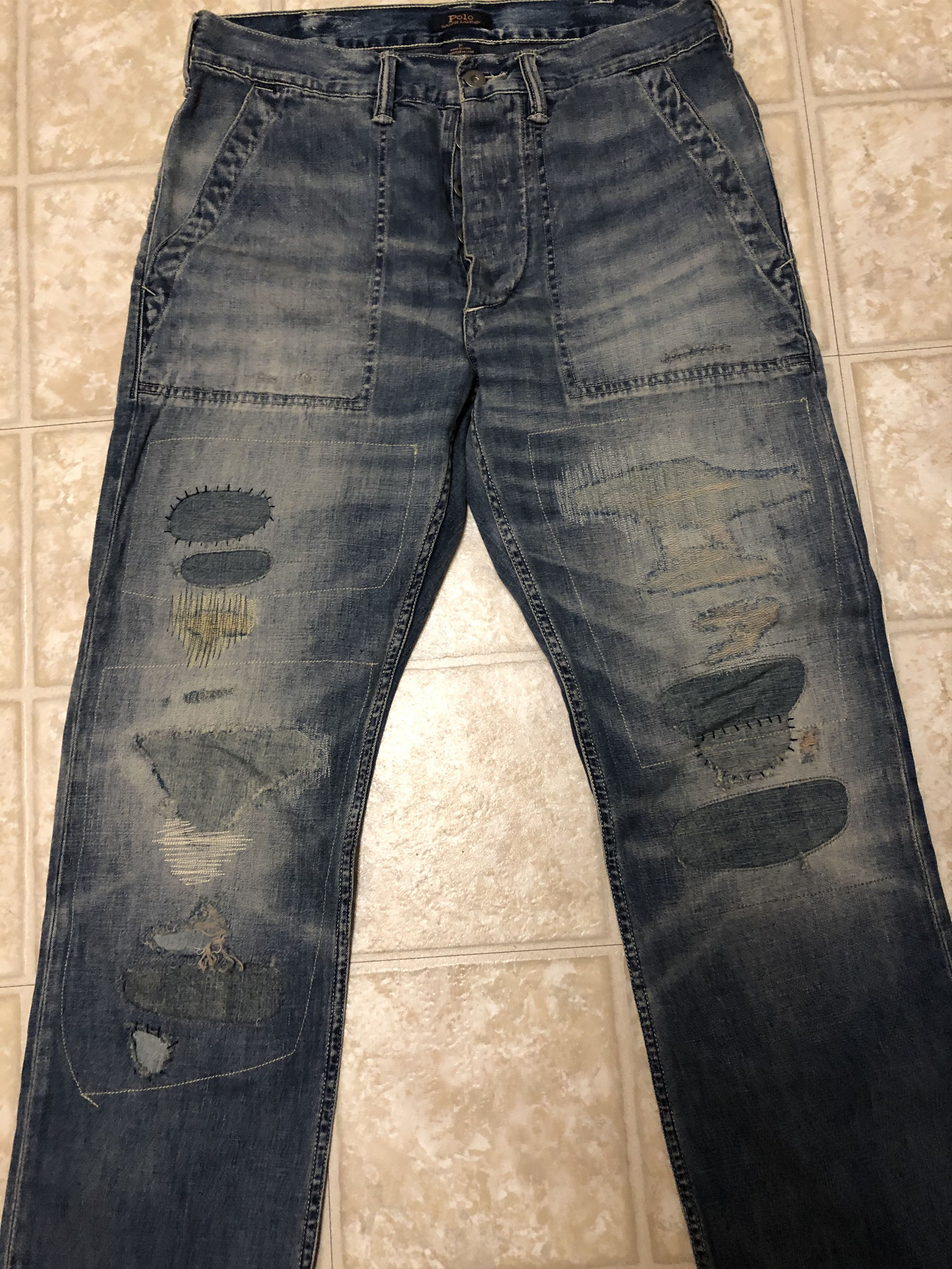 Polo Ralph Lauren × Ralph Lauren Polo Ralph Lauren Distressed Patchwork Jeans Size US 31 - 4 Thumbnail