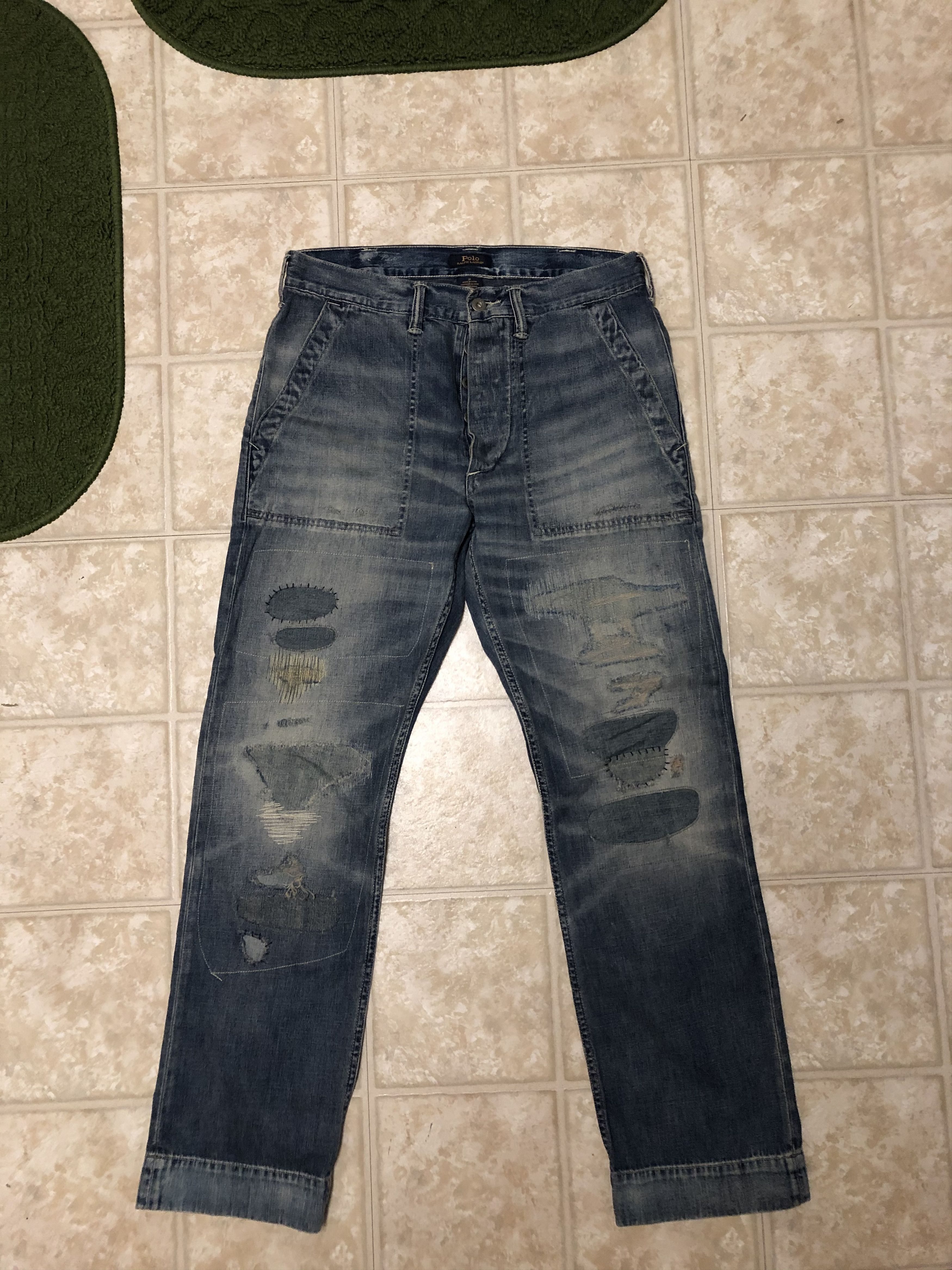 Polo Ralph Lauren × Ralph Lauren Polo Ralph Lauren Distressed Patchwork Jeans Size US 31 - 1 Thumbnail