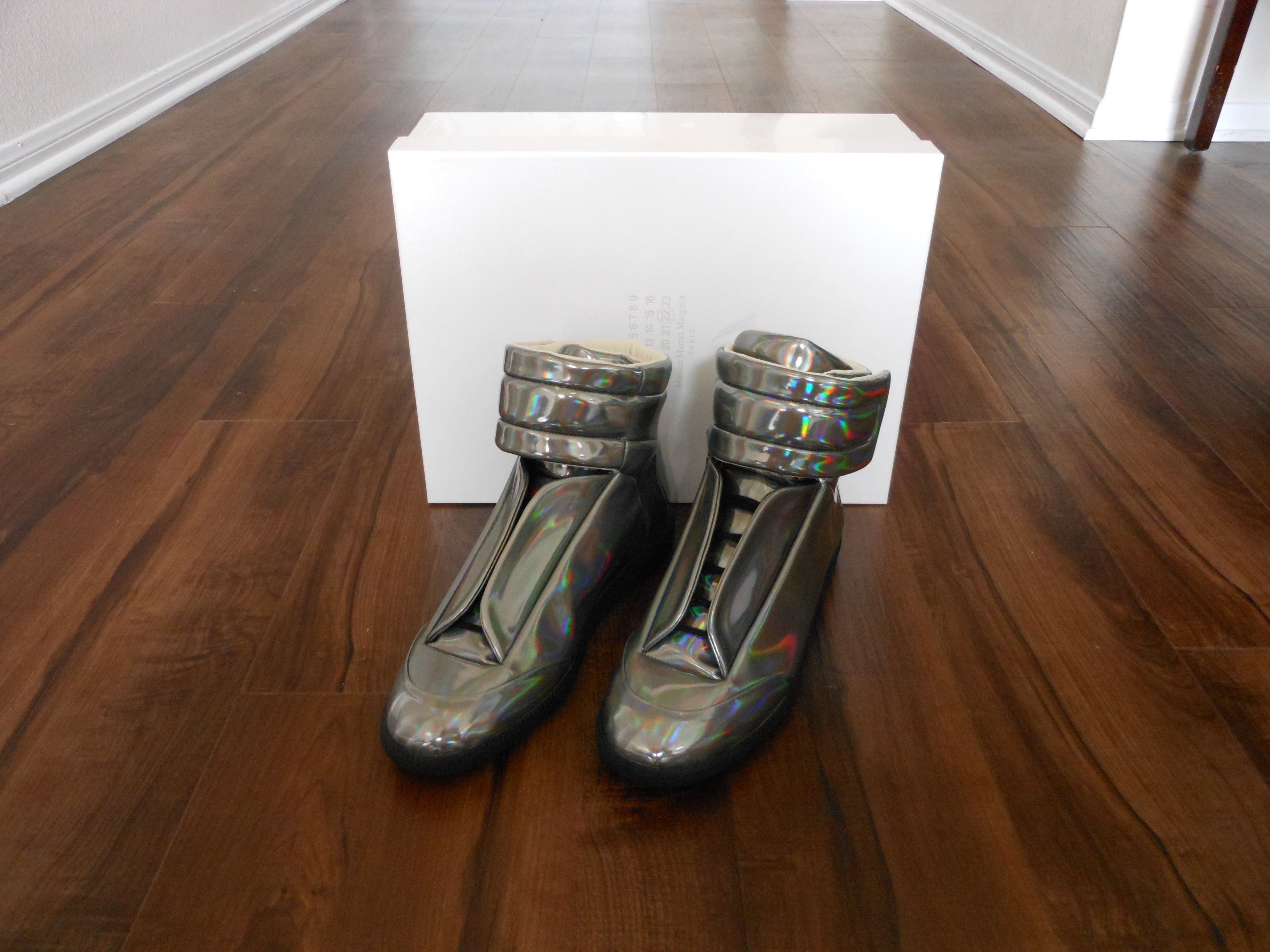Maison Margiela NEW FUTURE HOLOGRAPHIC SILVER HIGH TOP SNEAKERS Grailed