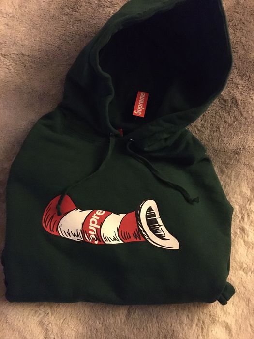 Supreme dark green cat best sale in the hat hoodie