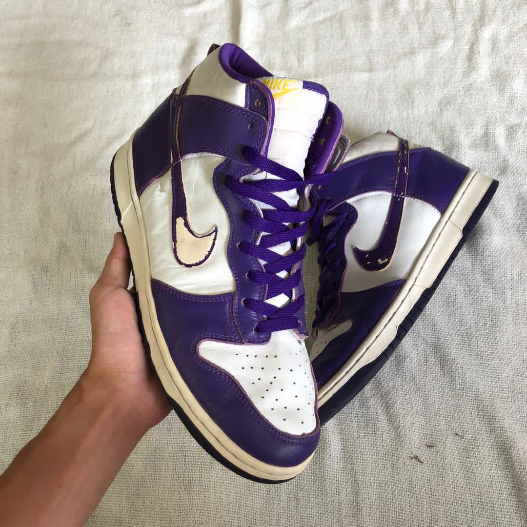 Nike × Vintage 🔴FINAL DROP🔴 1999 Dunk High Le White | Varsity Purple Size US 10 / EU 43 - 3 Thumbnail