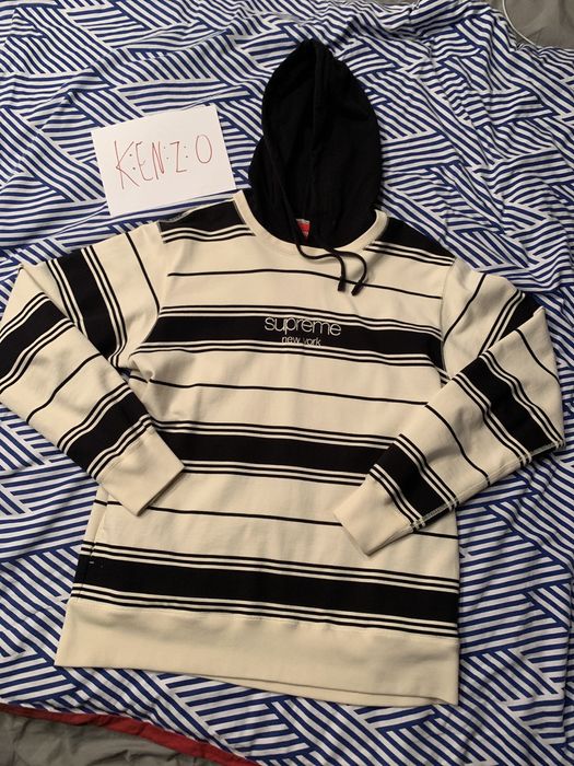 Supreme Classic Logo Striped Hoodie | Grailed