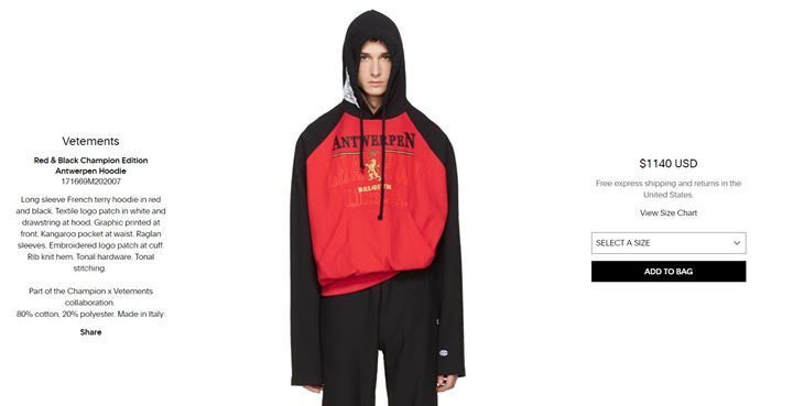 Vetements Vetements X Champion Antwerpen Red Black Edition Hoodie Grailed