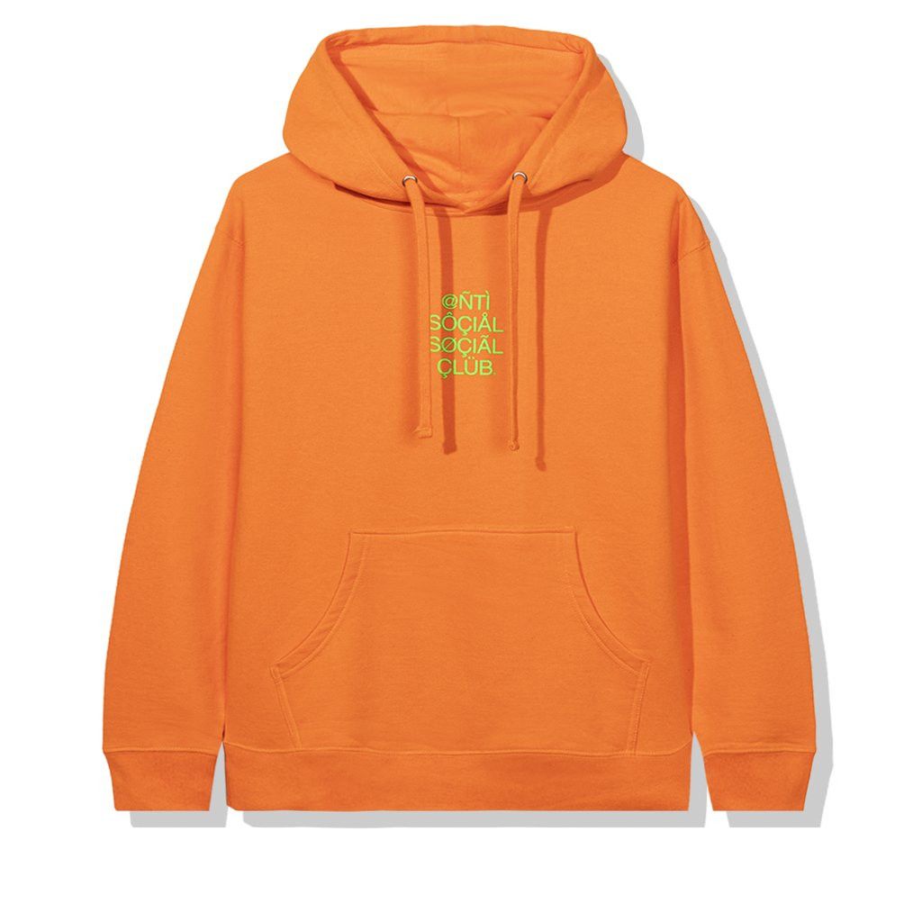 DS FW20 ASSC Yellow Logo ASSC999 Orange Hoodie in hand