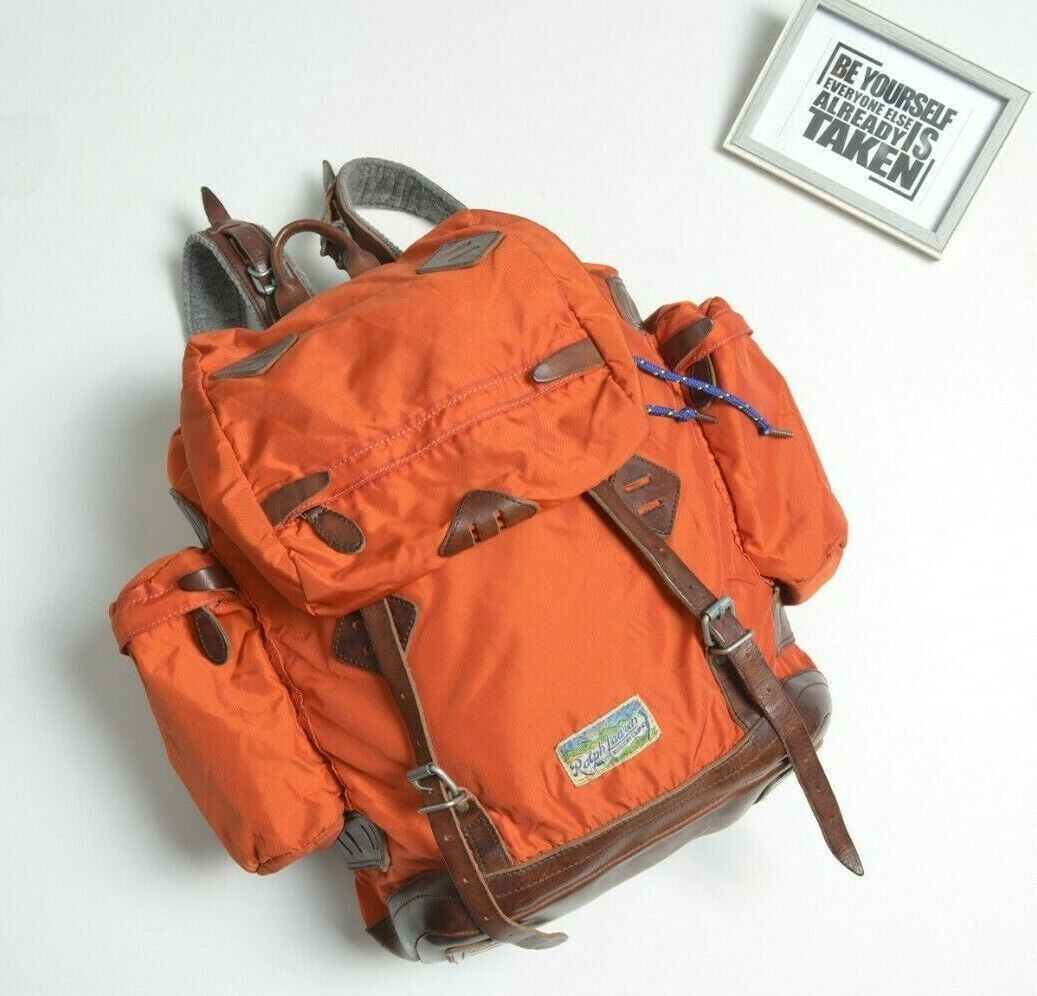 Polo Ralph Lauren Yosemite Backpack Rucksack Leather Orange