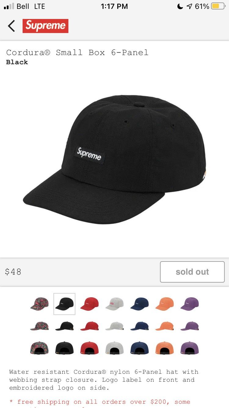 Supreme Cordura Small Box 6-Panel RedSupreme Cordura Small Box 6