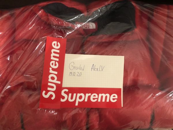 Supreme x The North Face Faux Fur Nuptse Jacket 'Red' | Men's Size M