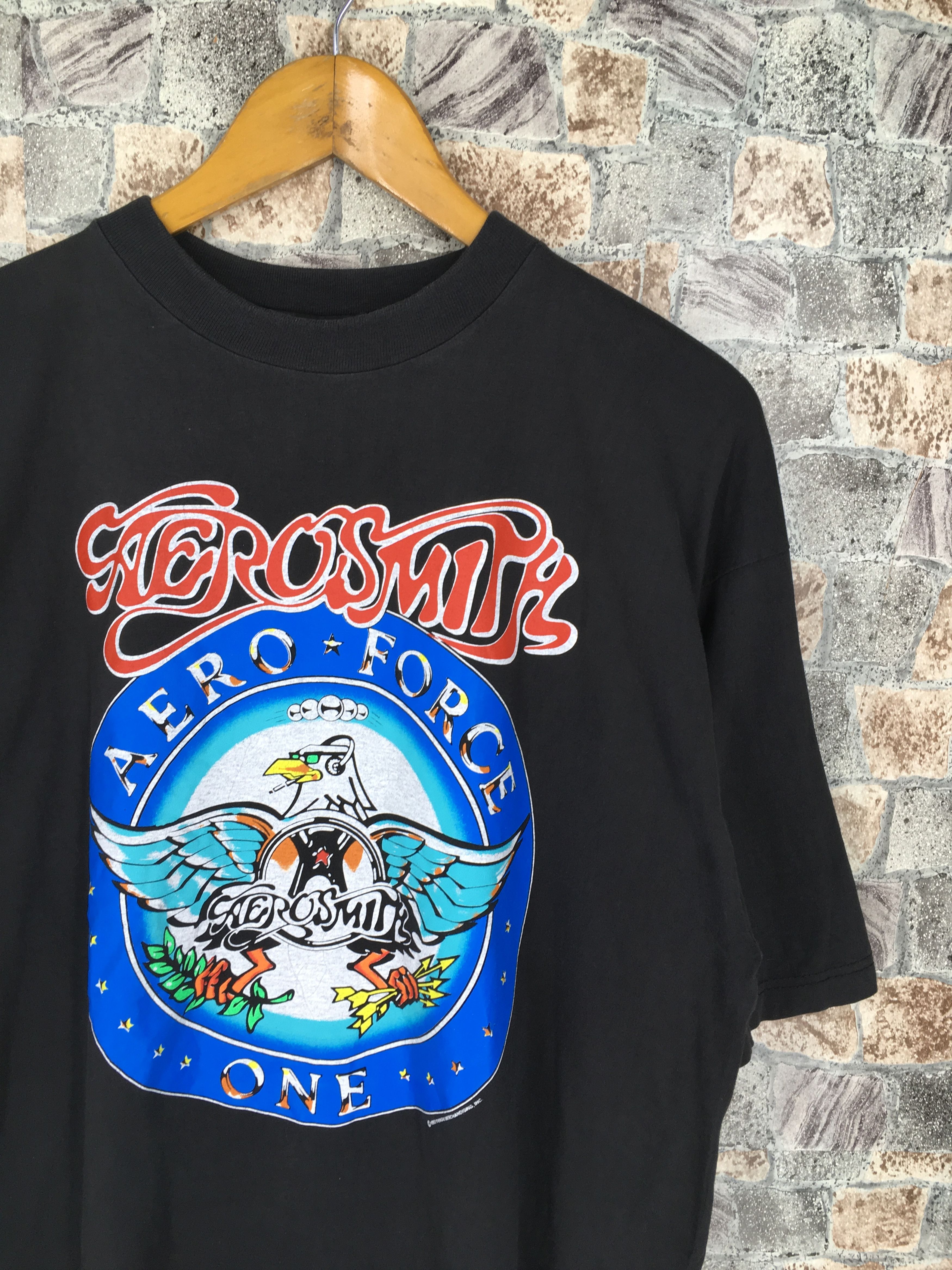 Aerosmith × Band Tees Vintage 90s Aerosmith Aero Force One Tshirt XLarge Size US XL / EU 56 / 4 - 4 Thumbnail