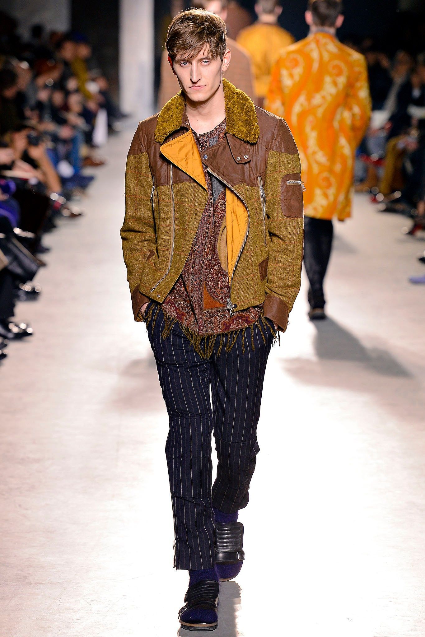 Dries Van Noten AW13 wool striped biker pants Size US 31 - 8 Thumbnail