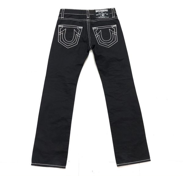 True Religion True Religion Jeans White Stitch Black Denim Jeans | Grailed