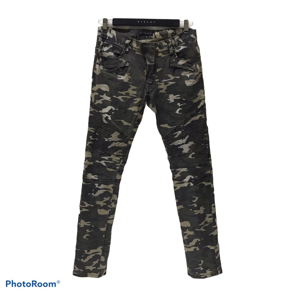 COATING BIKER CAMO PANTS / W.CAMO
