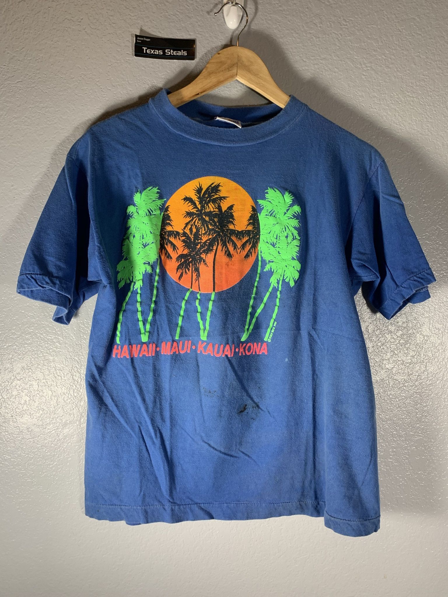 Vintage 1989 Vintage Poly Hawaii Maui Kauai Kona Blue Palm Tree | Grailed