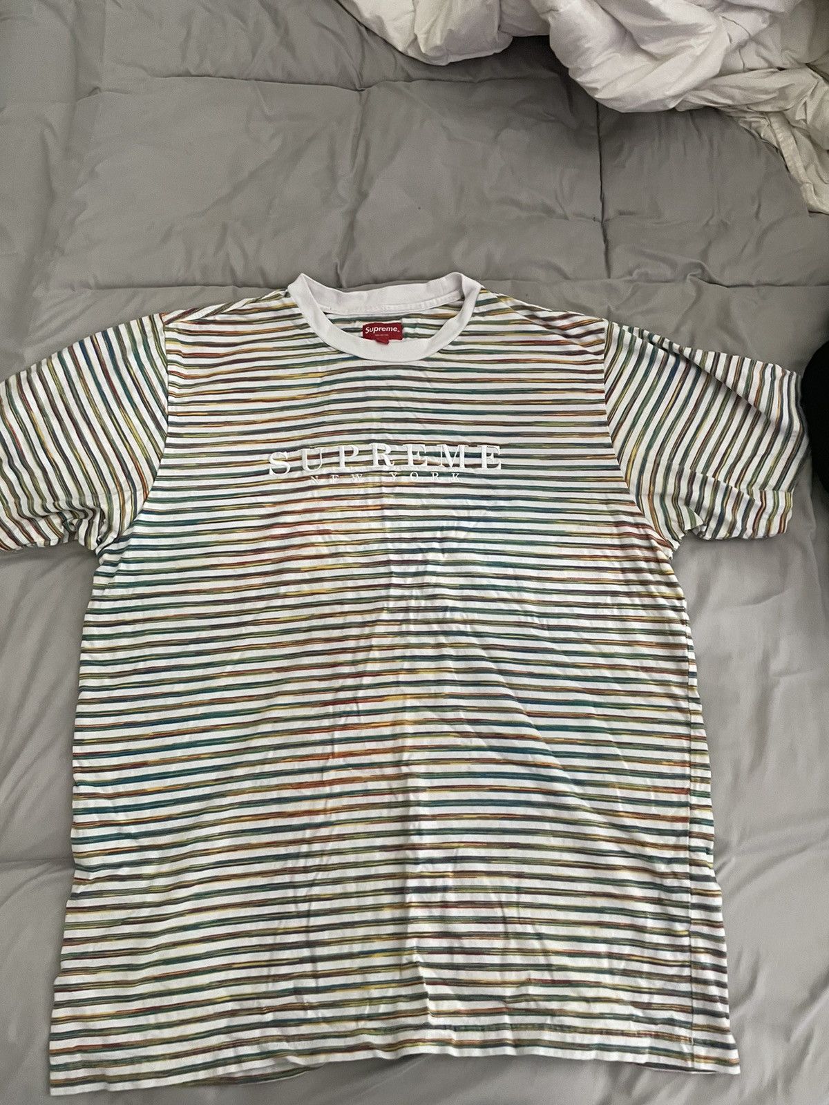 Supreme Static Stripe Tee White