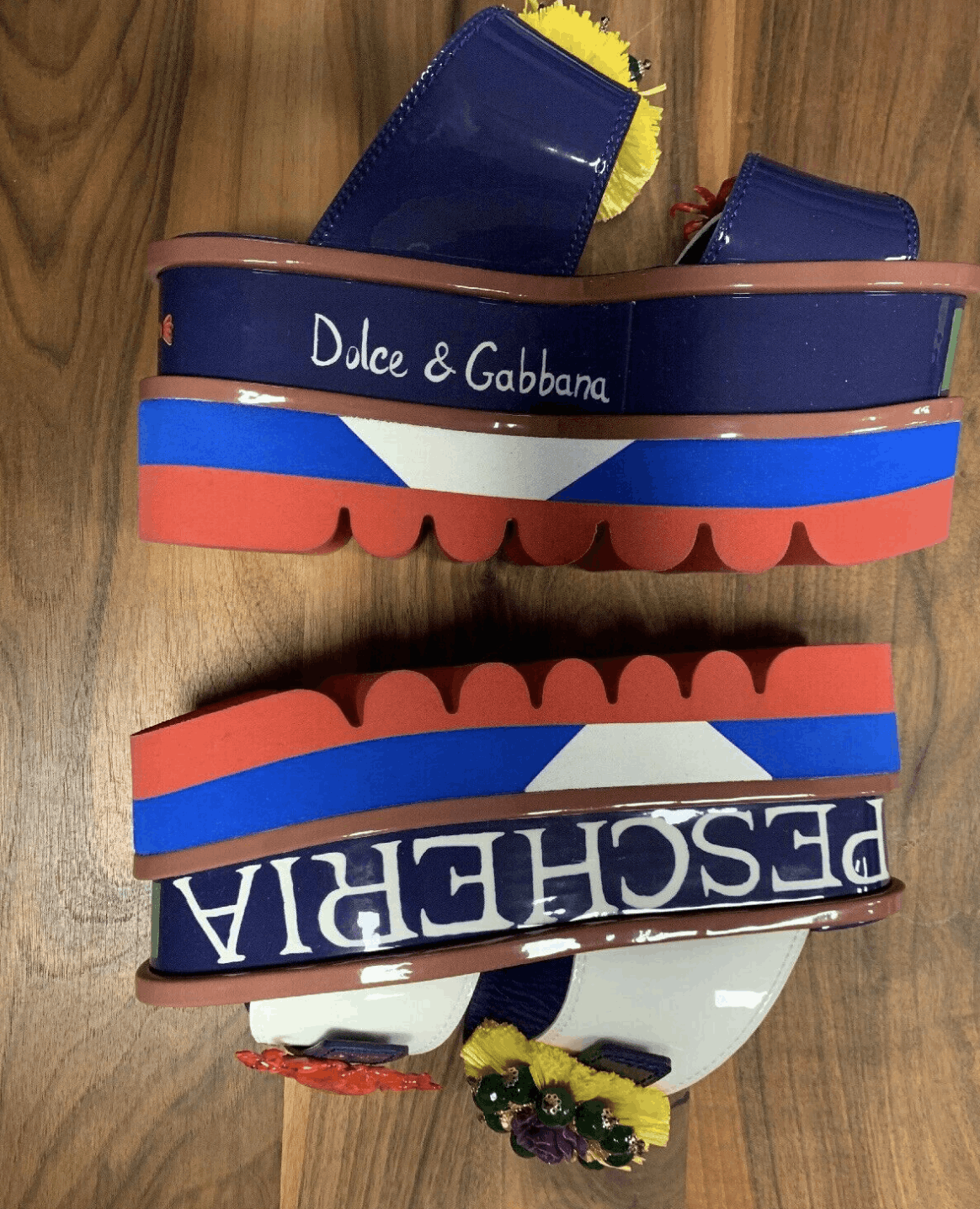 Dolce & Gabbana DOLCE GABBANA PESCHERIA PLATFORM WEDGE SANDALS 
