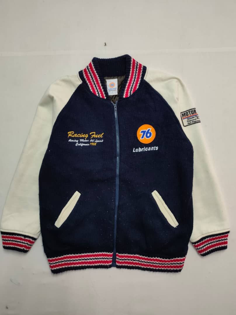 Vintage 76 Lubricant Knit wool Varsity Jacket Embroidered
