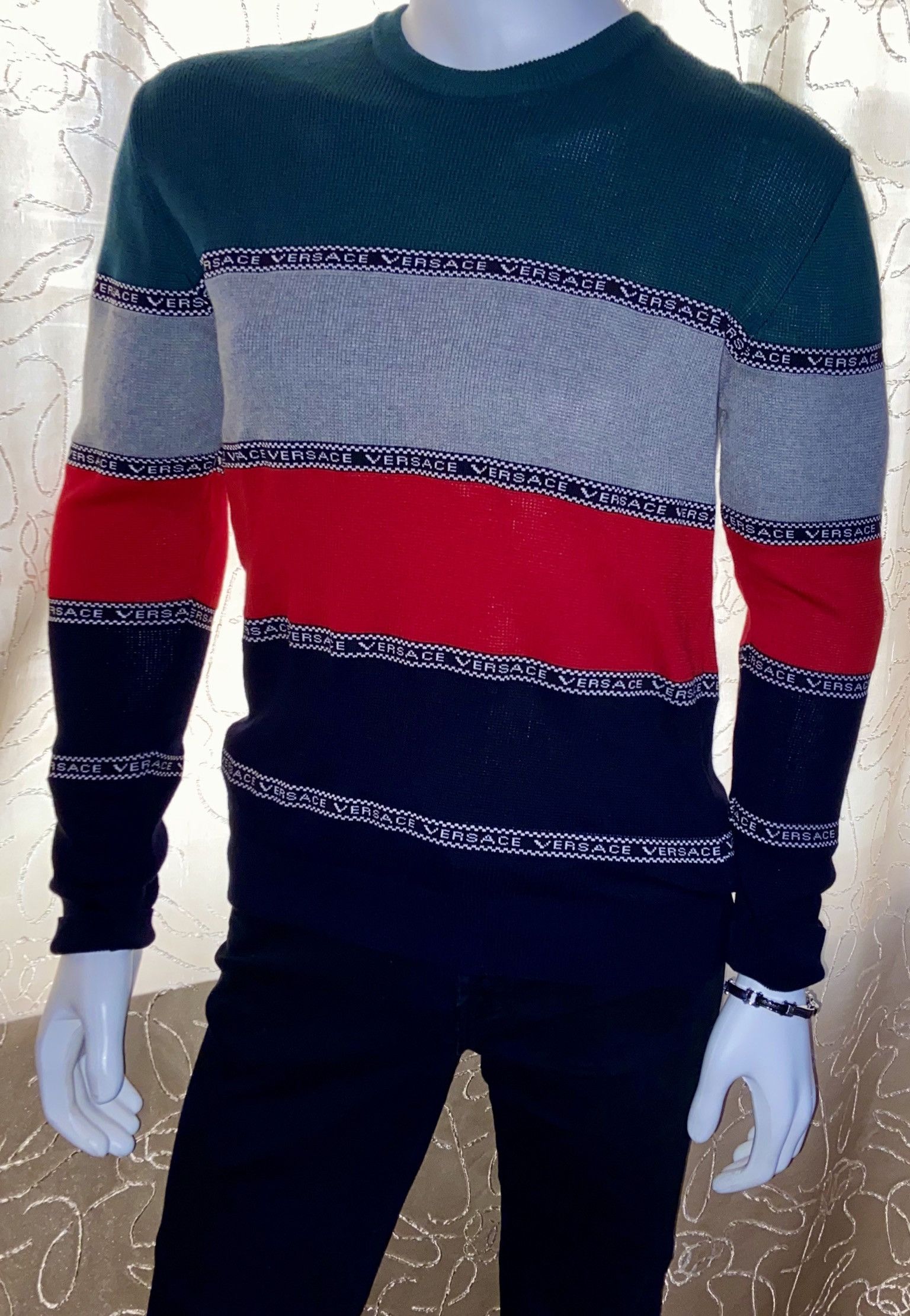 NWT MENS NASTRO VERSACE SLIM FIT SWEATER M/ IT 48