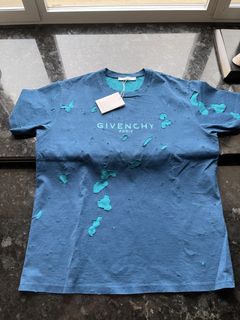 Givenchy destroyed outlet t shirt blue