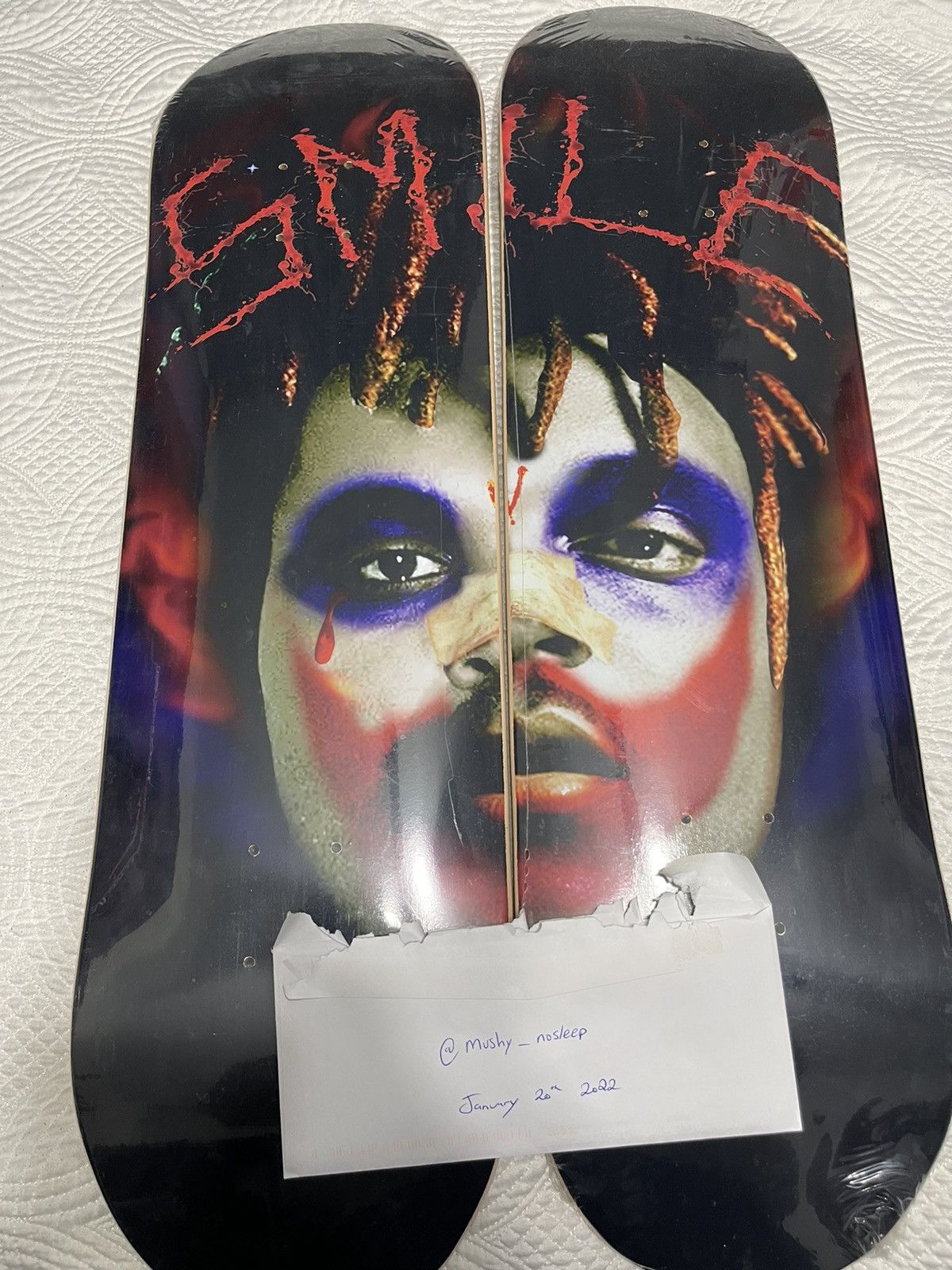 999 Club × The Weeknd × Vlone Vlone X JuiceWrld x XO Joke Skateboard Deck  Set /2 (SZ-8.25) | Grailed