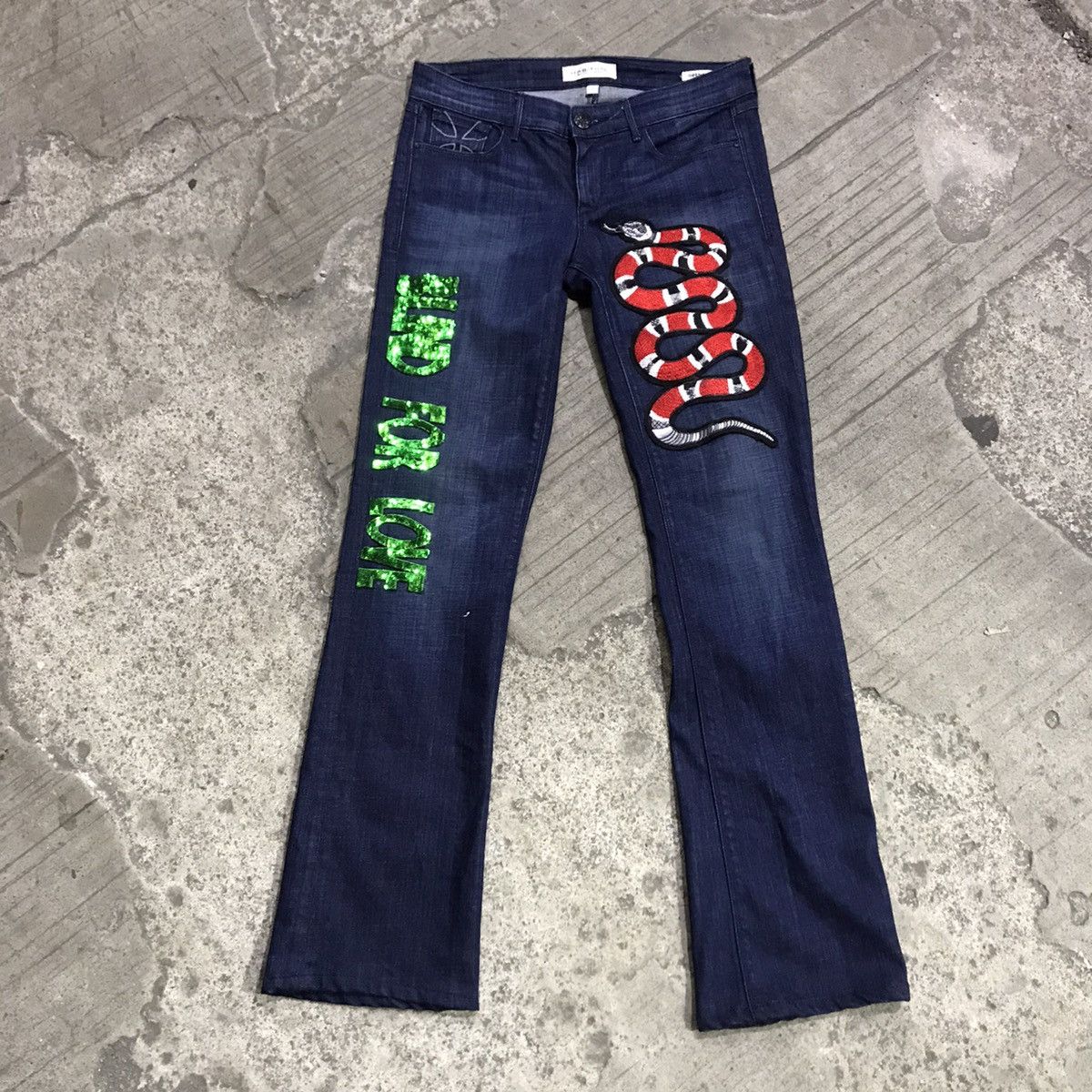 Distressed Denim Habitual Denim Snake Jeans Inspired Gucci Snake Pants Grailed