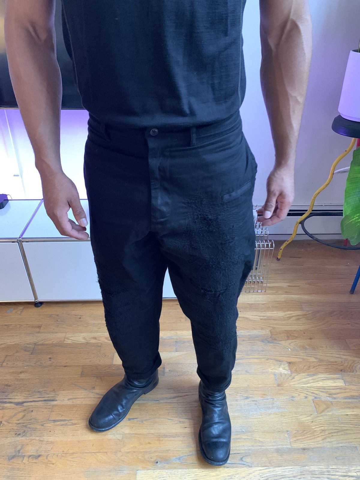 Yohji Yamamoto Y’s distressed cotton slacks