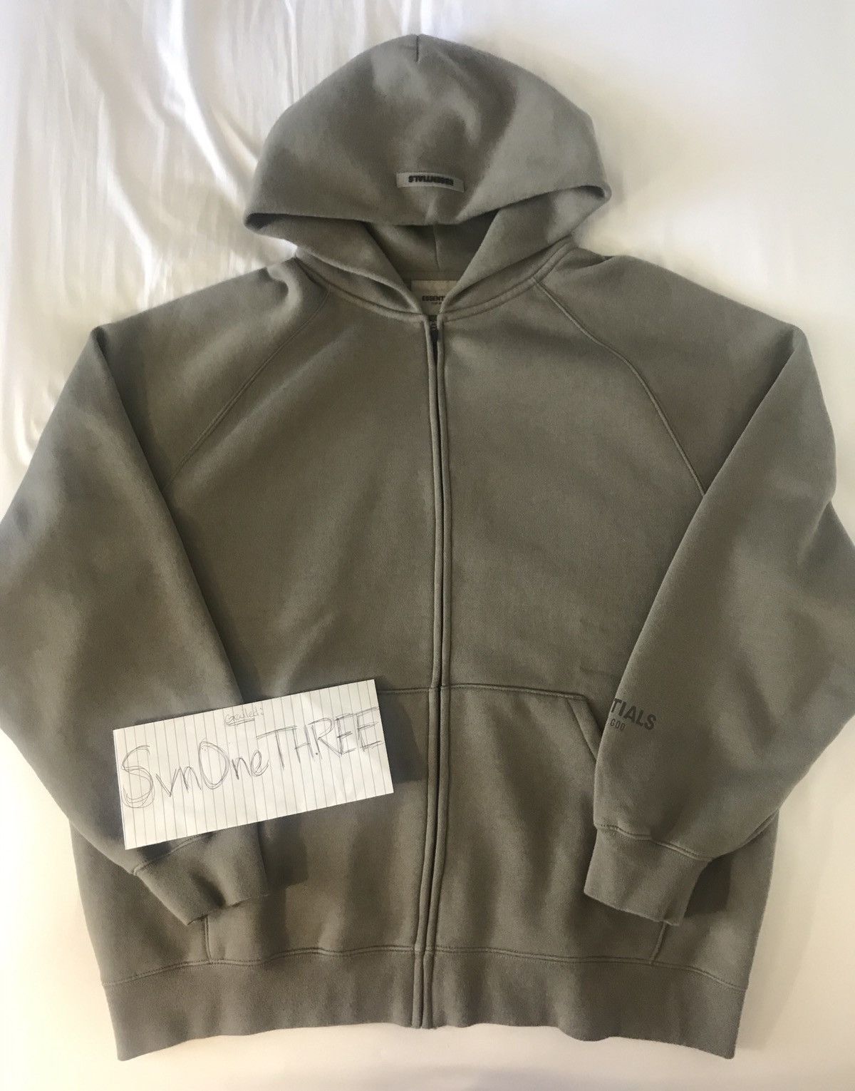 Fear of God Essentials 3D Silicon Applique Full Zip Up Hoodie Gray