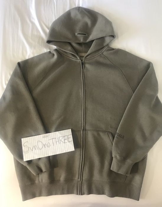 Fear of God Essentials 3D Silicon Applique Full Zip Up Hoodie Gray  Flannel/Charcoal