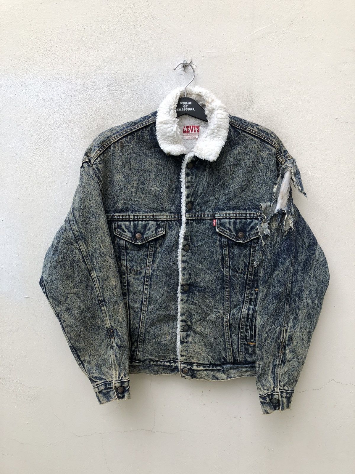 Levi's 80s Levi’s Acid Wash Denim Distressed Sherpa Lining Jacket Size US M / EU 48-50 / 2 - 1 Thumbnail