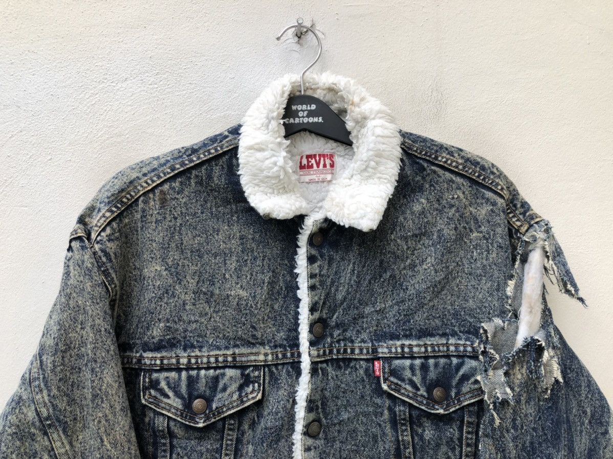 Levi's 80s Levi’s Acid Wash Denim Distressed Sherpa Lining Jacket Size US M / EU 48-50 / 2 - 2 Thumbnail