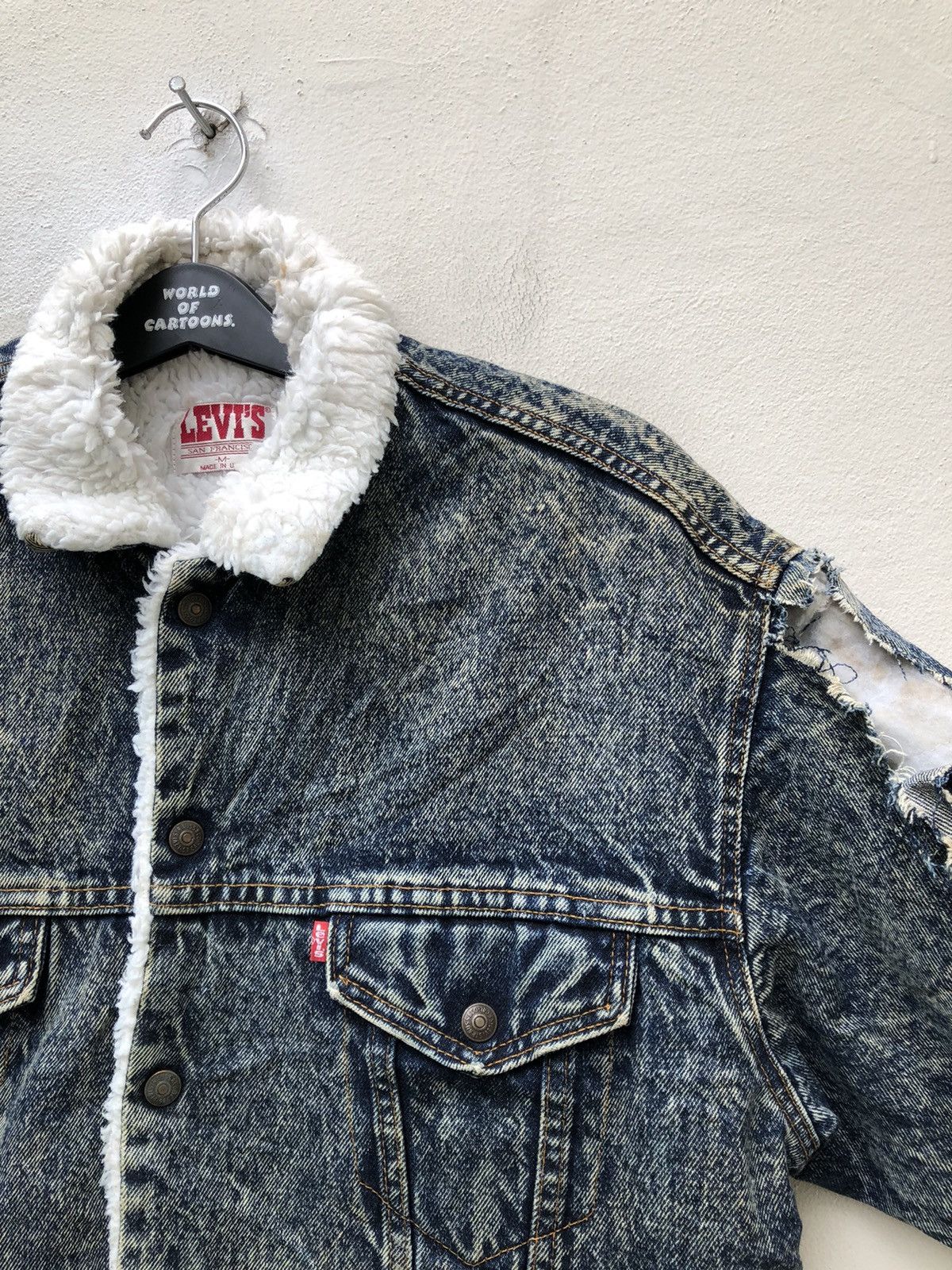 Levi's 80s Levi’s Acid Wash Denim Distressed Sherpa Lining Jacket Size US M / EU 48-50 / 2 - 6 Thumbnail