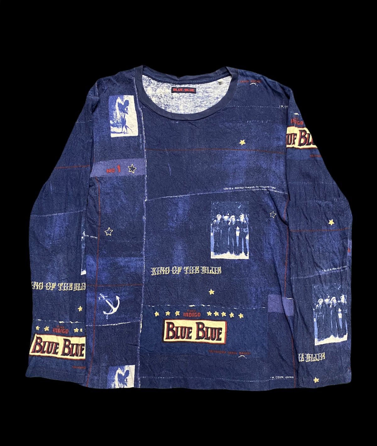 Japanese Brand Blue Blue Japan L/S Tee Overprinted