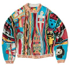 Kapital Boro Gaudy 7G Blue Peace Coogi Inspired Sweater