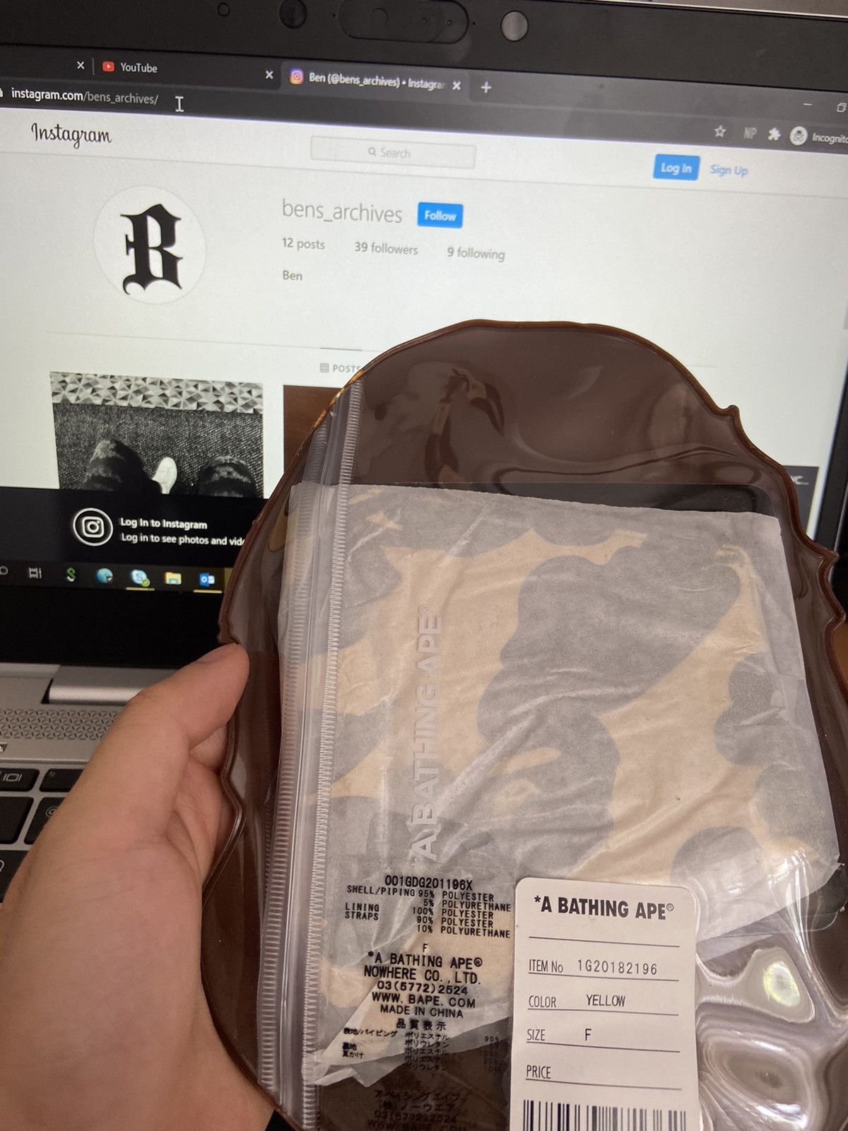 Bape BAPE 1ST CAMO MASK YELLOW Size ONE SIZE - 3 Thumbnail