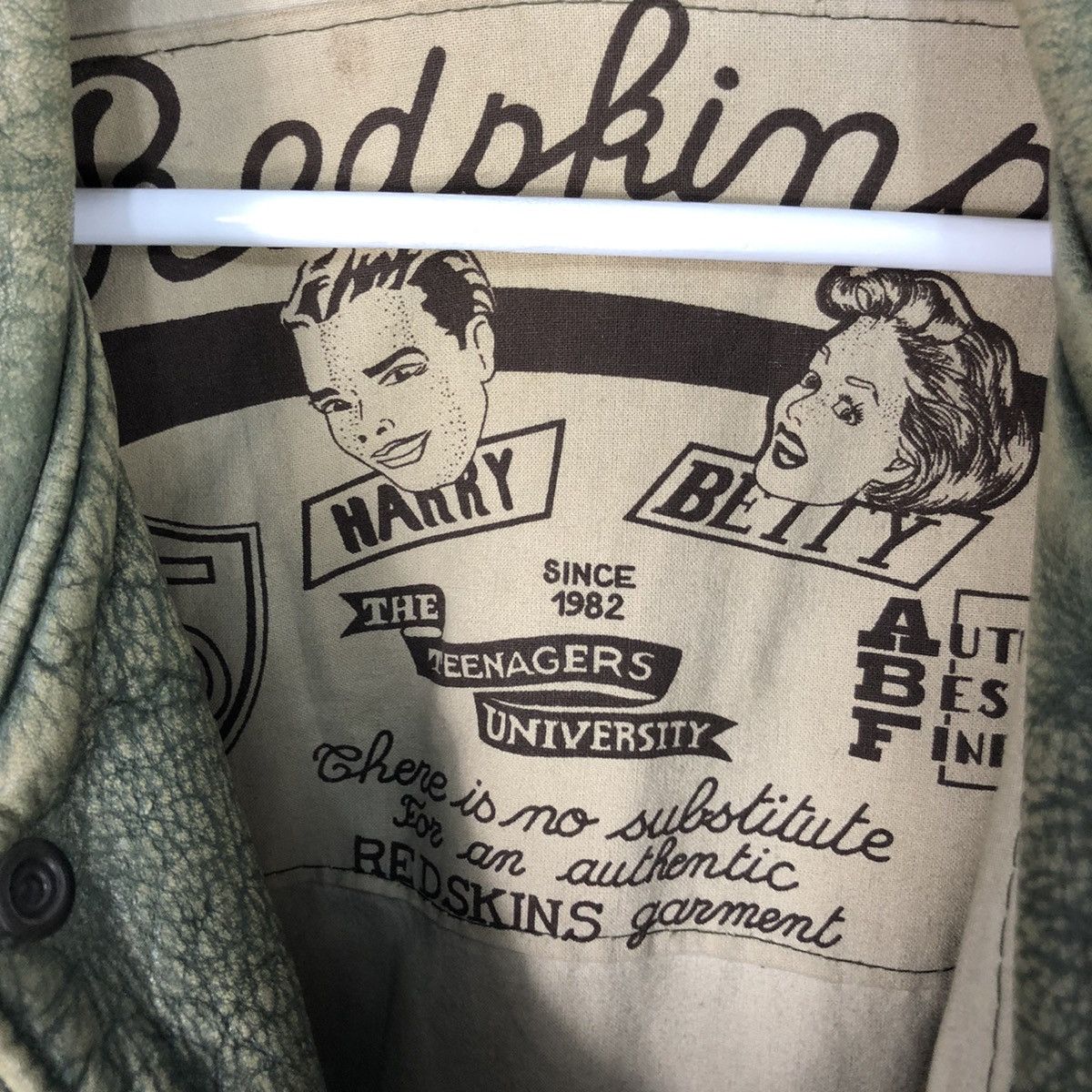 NFL Vintage Redskins Paris Green Leather Varsity Baseball Jacket Size US XL / EU 56 / 4 - 2 Thumbnail
